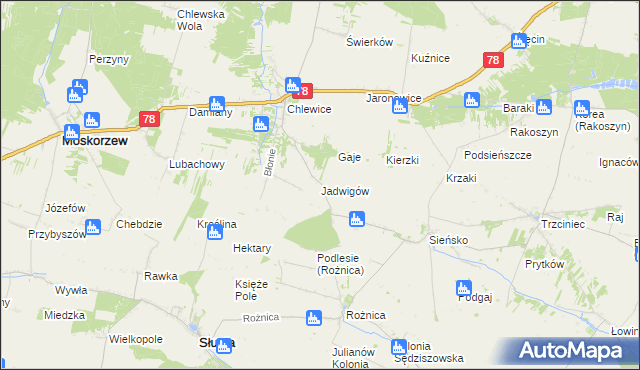 mapa Jadwigów gmina Moskorzew, Jadwigów gmina Moskorzew na mapie Targeo