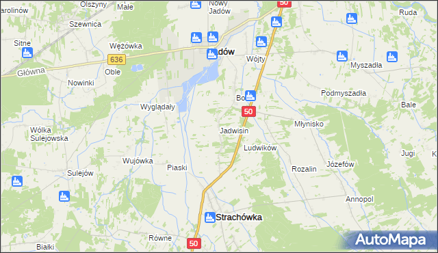 mapa Jadwisin gmina Strachówka, Jadwisin gmina Strachówka na mapie Targeo