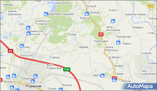 mapa Jagiełła gmina Tryńcza, Jagiełła gmina Tryńcza na mapie Targeo