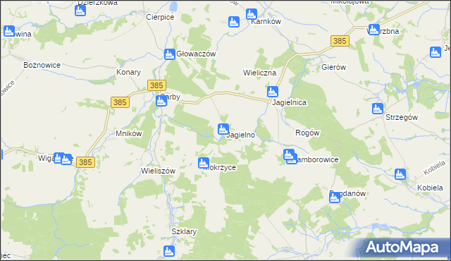 mapa Jagielno gmina Przeworno, Jagielno gmina Przeworno na mapie Targeo