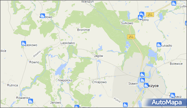 mapa Jagów, Jagów na mapie Targeo