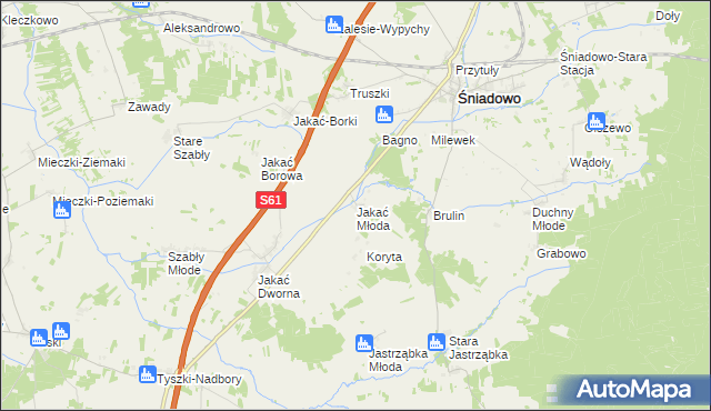 mapa Jakać Młoda, Jakać Młoda na mapie Targeo