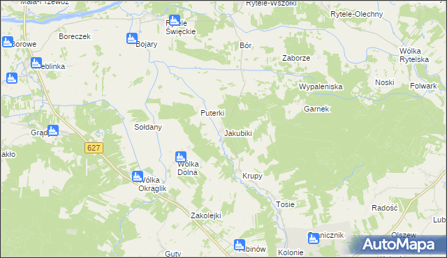 mapa Jakubiki, Jakubiki na mapie Targeo