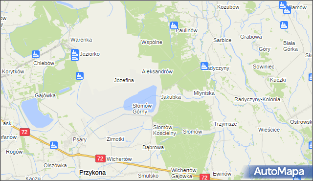 mapa Jakubka, Jakubka na mapie Targeo