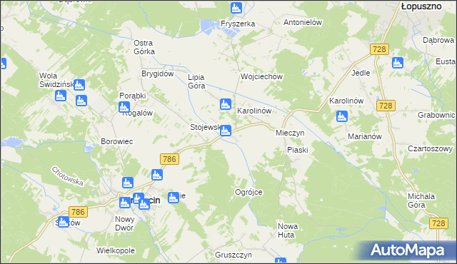 mapa Jakubów gmina Krasocin, Jakubów gmina Krasocin na mapie Targeo