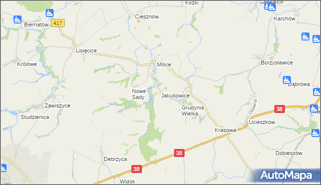 mapa Jakubowice gmina Pawłowiczki, Jakubowice gmina Pawłowiczki na mapie Targeo