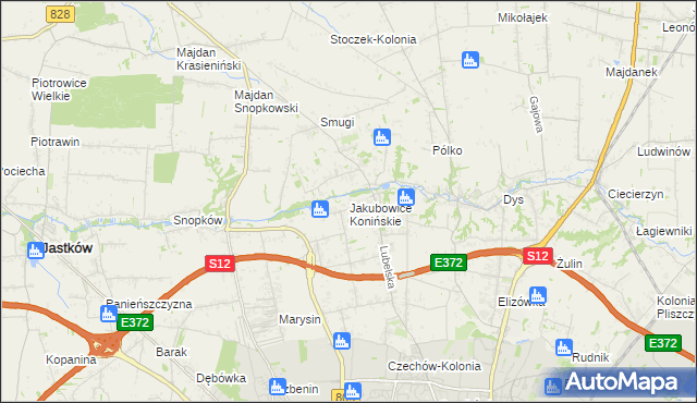 mapa Jakubowice Konińskie, Jakubowice Konińskie na mapie Targeo