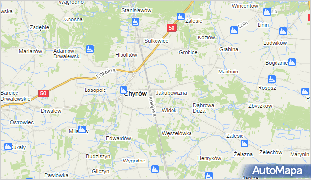 mapa Jakubowizna, Jakubowizna na mapie Targeo