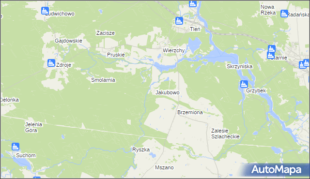 mapa Jakubowo gmina Lniano, Jakubowo gmina Lniano na mapie Targeo