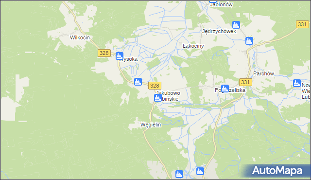 mapa Jakubowo Lubińskie, Jakubowo Lubińskie na mapie Targeo