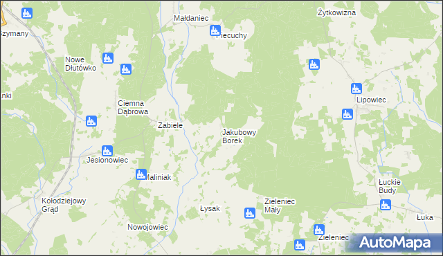 mapa Jakubowy Borek, Jakubowy Borek na mapie Targeo