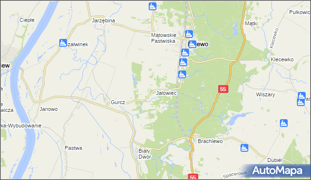 mapa Jałowiec gmina Ryjewo, Jałowiec gmina Ryjewo na mapie Targeo