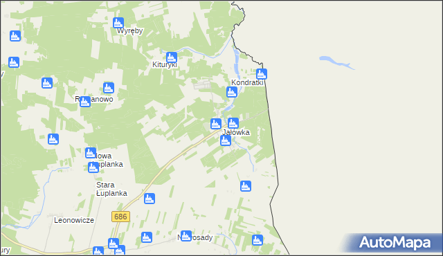 mapa Jałówka gmina Michałowo, Jałówka gmina Michałowo na mapie Targeo