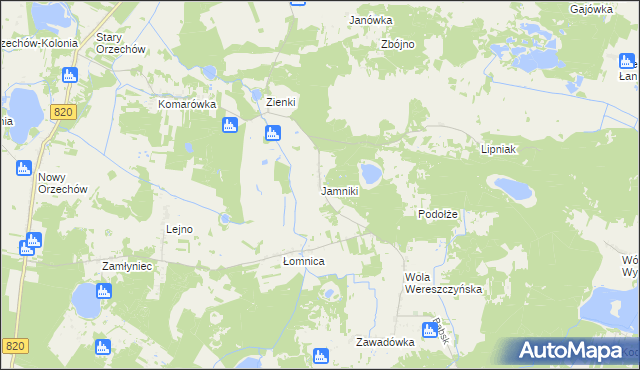 mapa Jamniki, Jamniki na mapie Targeo