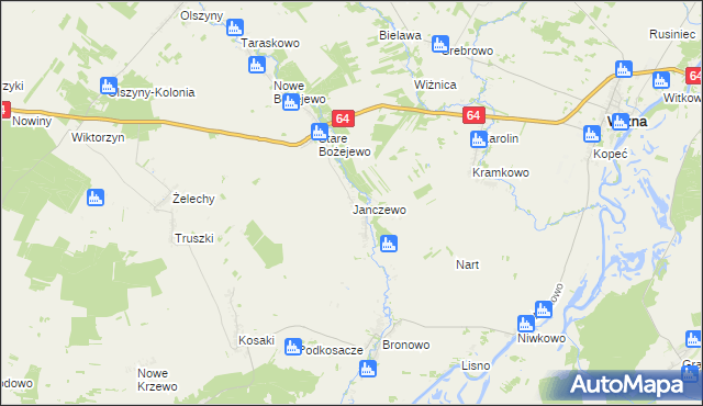 mapa Janczewo gmina Wizna, Janczewo gmina Wizna na mapie Targeo