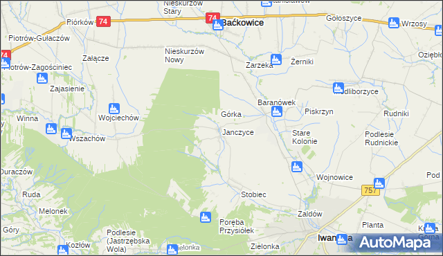 mapa Janczyce, Janczyce na mapie Targeo