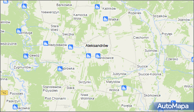 mapa Janikowice gmina Aleksandrów, Janikowice gmina Aleksandrów na mapie Targeo