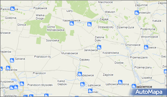 mapa Janikowice gmina Słomniki, Janikowice gmina Słomniki na mapie Targeo