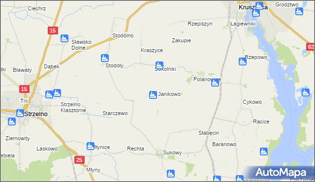 mapa Janikowo gmina Kruszwica, Janikowo gmina Kruszwica na mapie Targeo