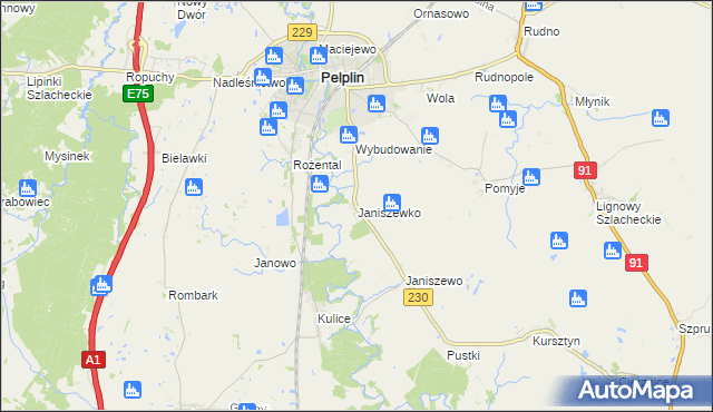 mapa Janiszewko, Janiszewko na mapie Targeo