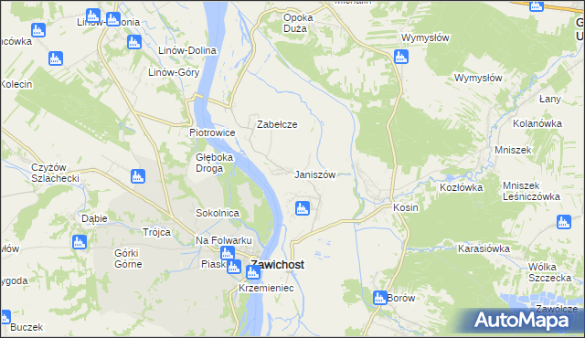 mapa Janiszów gmina Annopol, Janiszów gmina Annopol na mapie Targeo