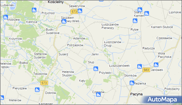 mapa Janki gmina Szczawin Kościelny, Janki gmina Szczawin Kościelny na mapie Targeo