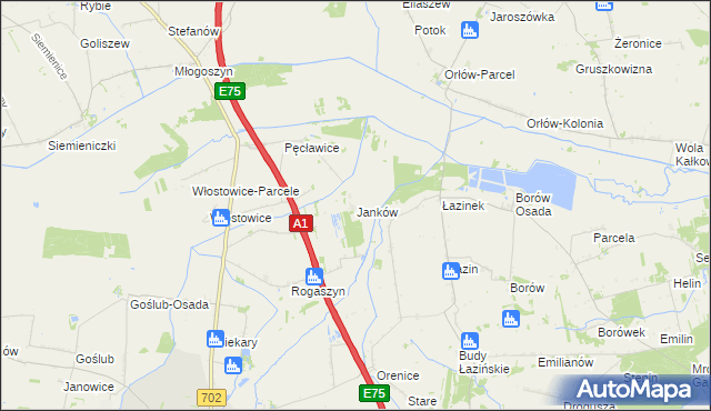 mapa Janków gmina Piątek, Janków gmina Piątek na mapie Targeo