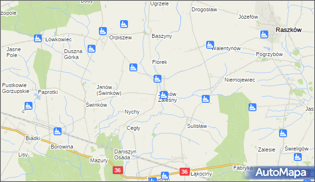 mapa Janków Zaleśny, Janków Zaleśny na mapie Targeo