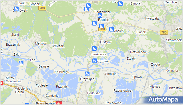 mapa Jankowice gmina Babice, Jankowice gmina Babice na mapie Targeo