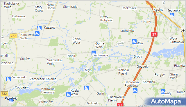 mapa Jankowice gmina Jedlińsk, Jankowice gmina Jedlińsk na mapie Targeo