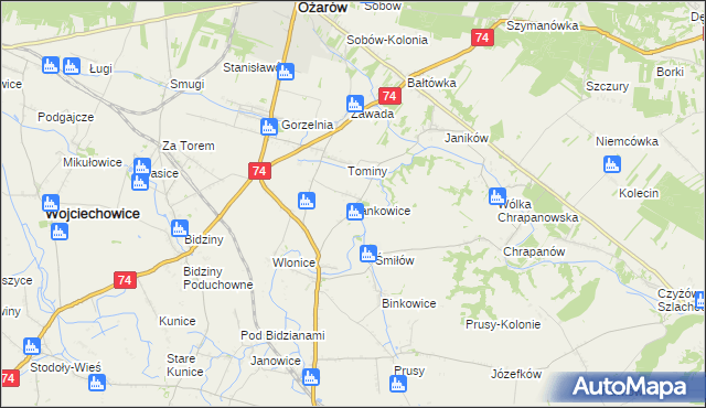 mapa Jankowice gmina Ożarów, Jankowice gmina Ożarów na mapie Targeo