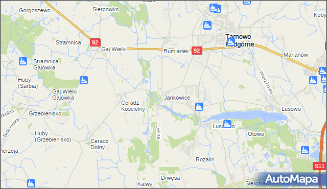 mapa Jankowice gmina Tarnowo Podgórne, Jankowice gmina Tarnowo Podgórne na mapie Targeo