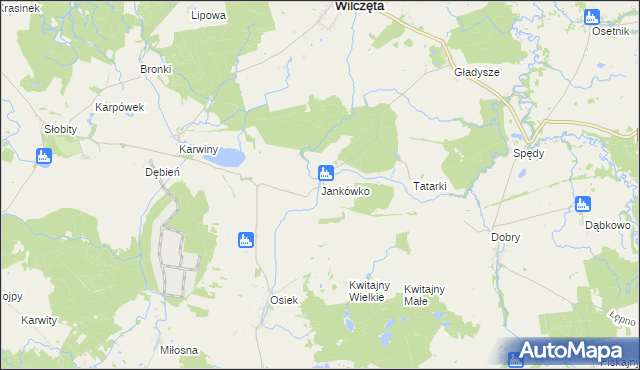 mapa Jankówko gmina Wilczęta, Jankówko gmina Wilczęta na mapie Targeo