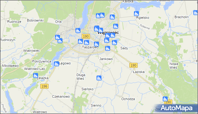 mapa Jankowo gmina Wągrowiec, Jankowo gmina Wągrowiec na mapie Targeo