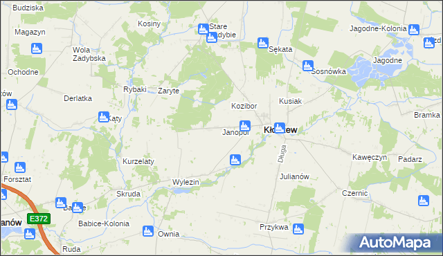 mapa Janopol gmina Kłoczew, Janopol gmina Kłoczew na mapie Targeo