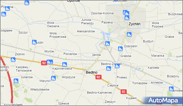 mapa Janów gmina Bedlno, Janów gmina Bedlno na mapie Targeo