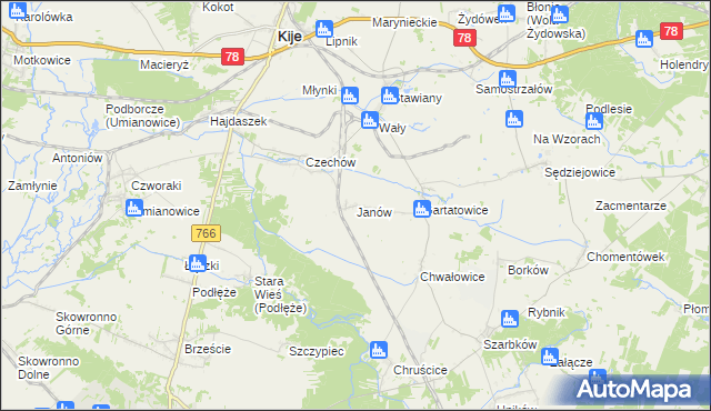 mapa Janów gmina Kije, Janów gmina Kije na mapie Targeo