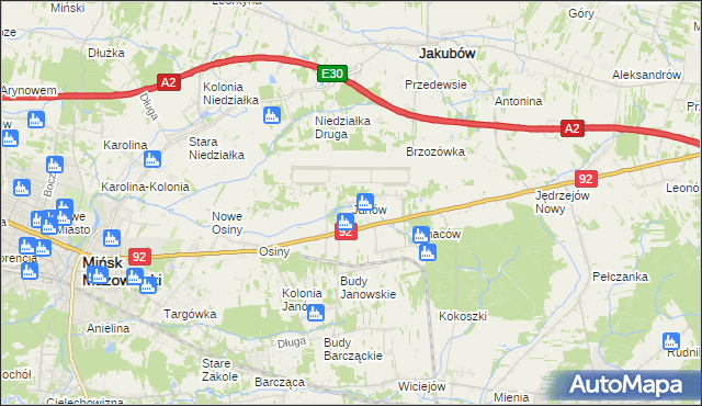 mapa Janów gmina Mińsk Mazowiecki, Janów gmina Mińsk Mazowiecki na mapie Targeo