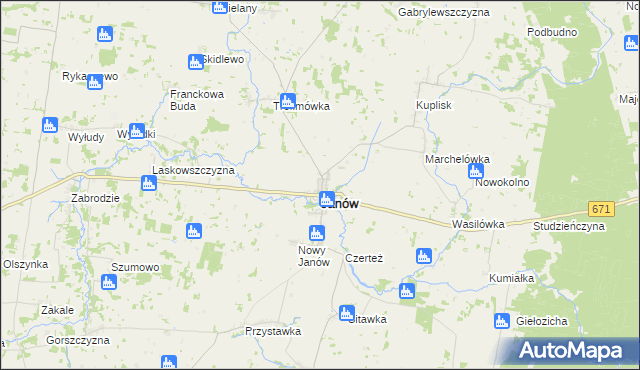 mapa Janów powiat sokólski, Janów powiat sokólski na mapie Targeo
