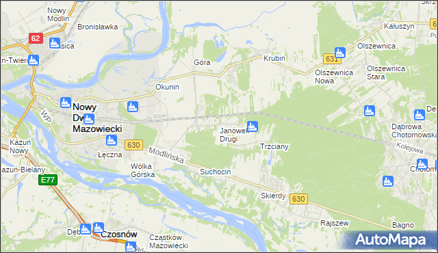 mapa Janówek Drugi, Janówek Drugi na mapie Targeo