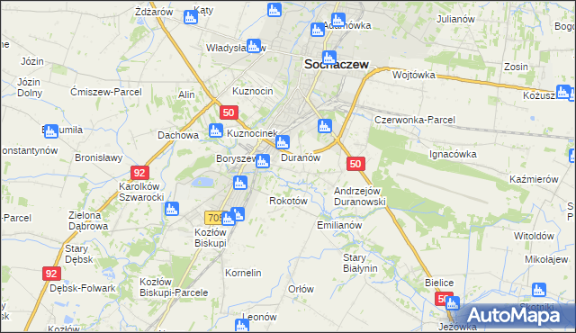 mapa Janówek Duranowski, Janówek Duranowski na mapie Targeo