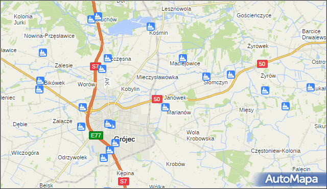 mapa Janówek gmina Grójec, Janówek gmina Grójec na mapie Targeo