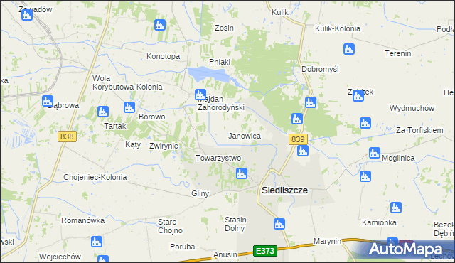 mapa Janowica gmina Siedliszcze, Janowica gmina Siedliszcze na mapie Targeo