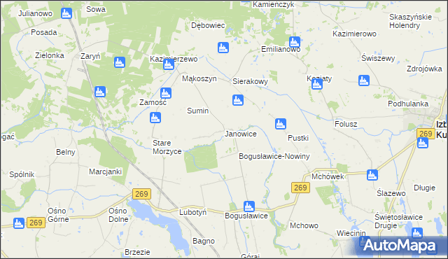 mapa Janowice gmina Babiak, Janowice gmina Babiak na mapie Targeo