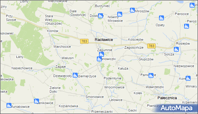 mapa Janowiczki gmina Racławice, Janowiczki gmina Racławice na mapie Targeo