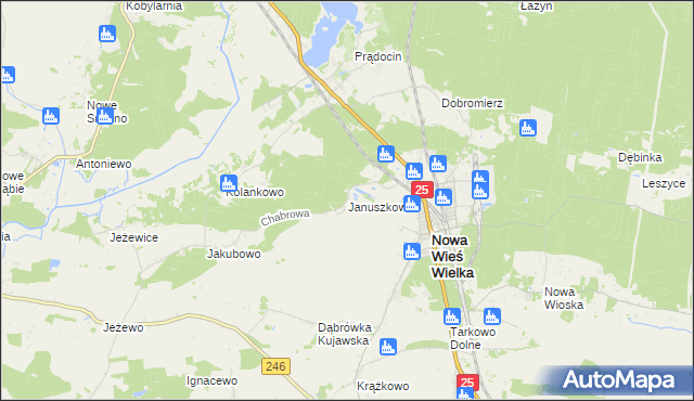 mapa Januszkowo gmina Nowa Wieś Wielka, Januszkowo gmina Nowa Wieś Wielka na mapie Targeo