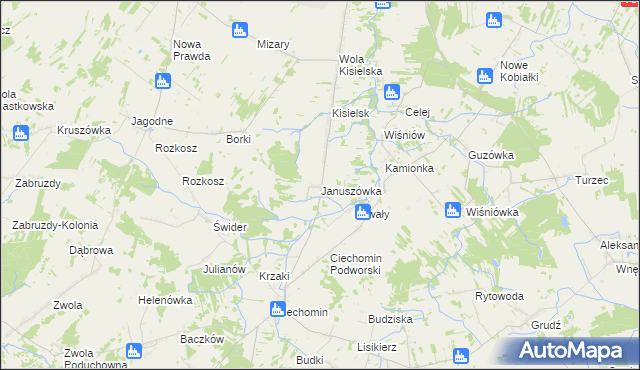 mapa Januszówka gmina Stoczek Łukowski, Januszówka gmina Stoczek Łukowski na mapie Targeo