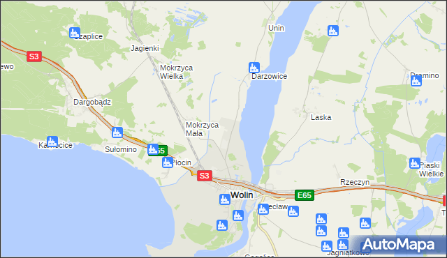 mapa Jaromierz gmina Wolin, Jaromierz gmina Wolin na mapie Targeo