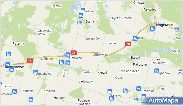 mapa Jaronowice, Jaronowice na mapie Targeo