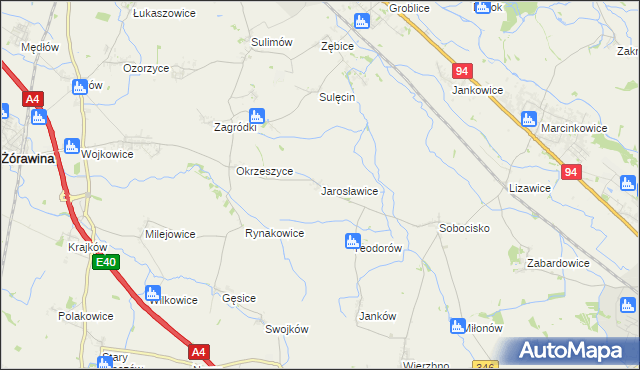 mapa Jarosławice gmina Żórawina, Jarosławice gmina Żórawina na mapie Targeo